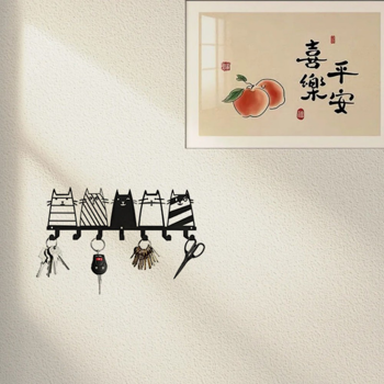 CIFbuy™ 猫咪七钩装饰挂架 现代风格钥匙衣帽收纳架（TikTok、temu下自提）