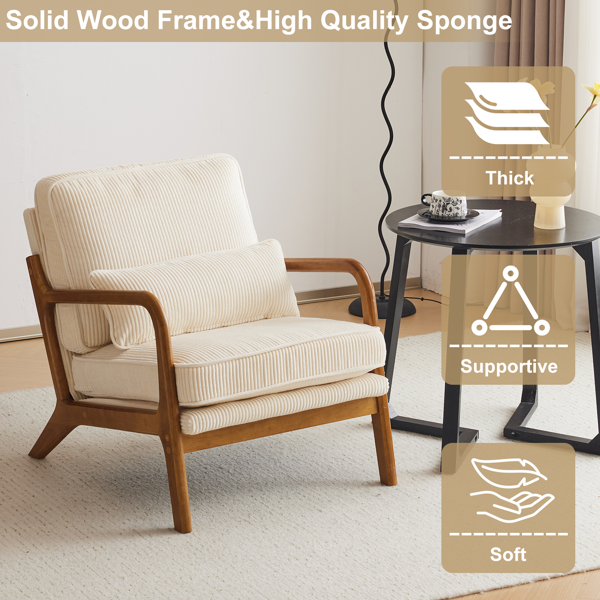 1pcs款 矮扶手椅 65*80*78cm 条绒 米白色 室内休闲椅-7
