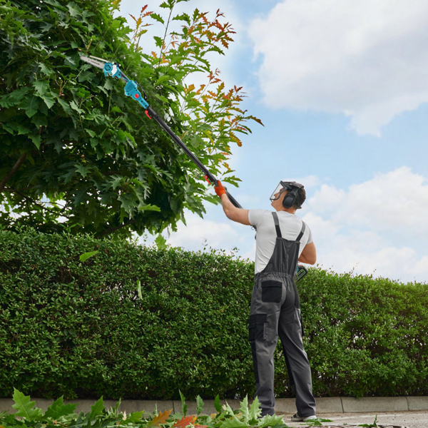 （物流随机发，自提可发加拿大）2合1无线伸缩锯与手持链锯，1200W无刷电机配双3000mAh电池，13英尺可调锯头，自动注油润滑系统及树木修剪安全套装-5