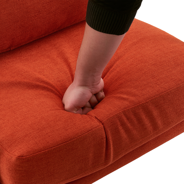 全拆 实木扶手 高背 靠背 铁架麻布 烧橙色 室内休闲椅-11