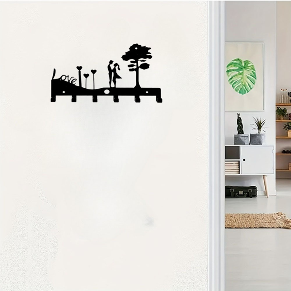 CIFbuy™ 情侣爱心钥匙挂架 铁艺壁挂衣物收纳架（TikTok、temu下自提）-6