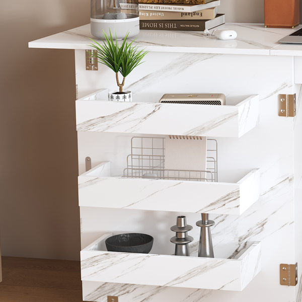 57.5英寸可折叠缝纫机桌，带锁定脚轮，多功能储物工艺工作台，带搁板、收纳箱和柜子，可调节缝纫柜，适用于家庭、卧室和工艺室（白色）-12