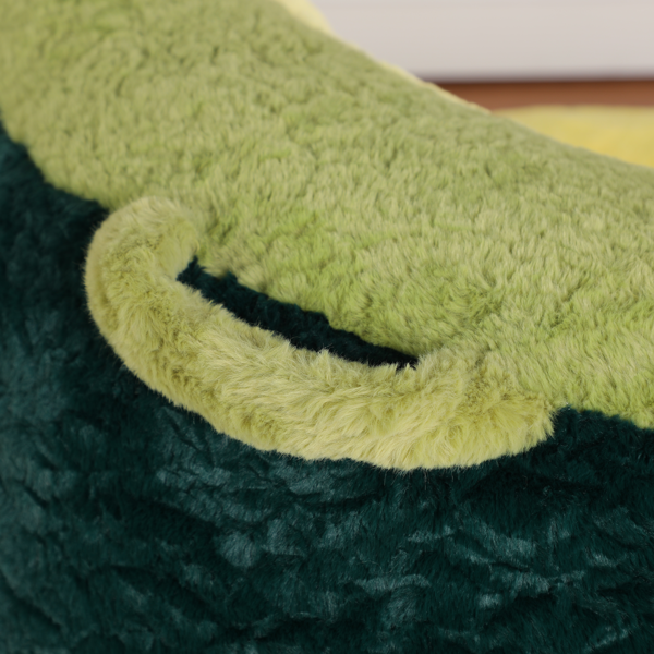 超大豆袋椅、填充海绵丝的多色人造毛皮沙发、客厅大沙发、无需组装、深绿色+黄色+绿色-10