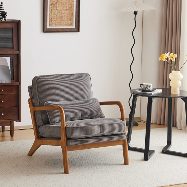 1pcs款 矮扶手椅 65*80*78cm 条绒 浅灰色 室内休闲椅-31