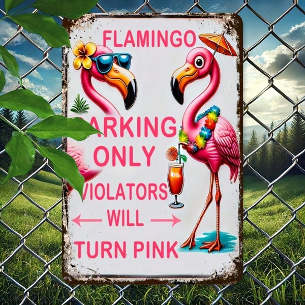 CIFbuy8x12 英寸 ( 20.3x30.5cm )怀旧风趣味铝合金标牌Flamingo（TikTok、temu下自提）-4