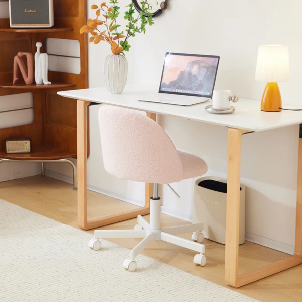 椅子 糖果转椅 泰迪绒 带轮子 浅粉-9