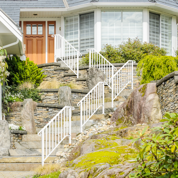 【同款编码：10847084  26338450】哑光白色 3阶  镀锌铁 庭院楼梯扶手-10