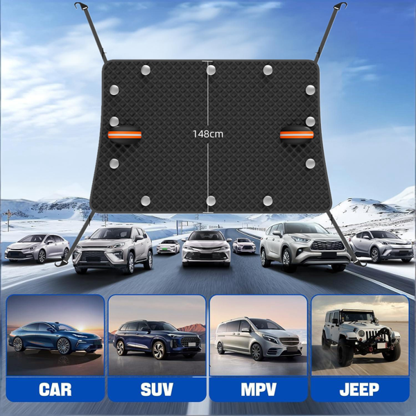 汽车挡风玻璃雪罩车窗镜磁性保护罩黑色-6