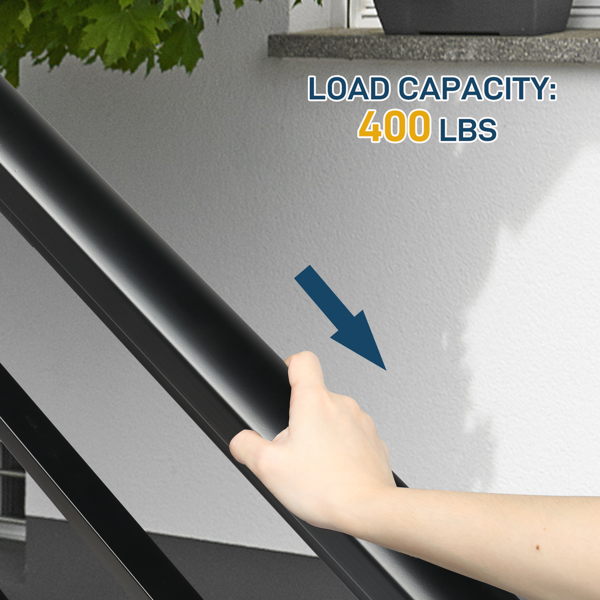 哑光黑色   1-4阶 可调节  直扶手 庭院楼梯扶手-10