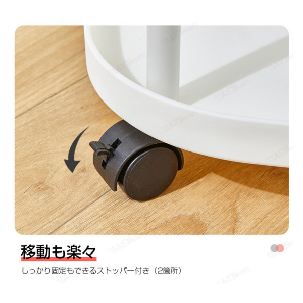 推车置物架 二层 黑 移动小边几 4塑料轮带刹车-8