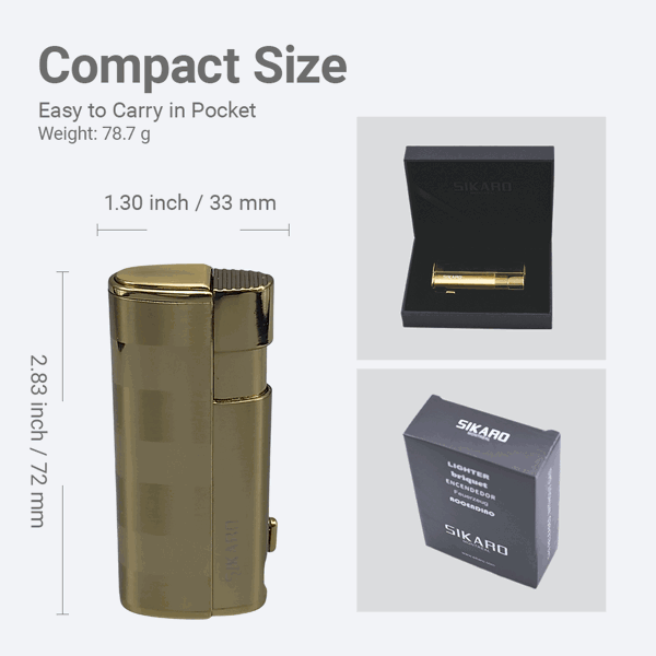SIKARO®飓风* 三直冲专用高档雪茄打火机带雪茄打孔器钛金雪茄香烟厨房户外可重复充气可调节火焰高度便携式-5