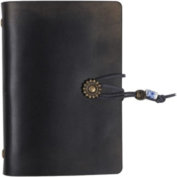 笔记本 A7小活页 黑色 复古 二层牛皮