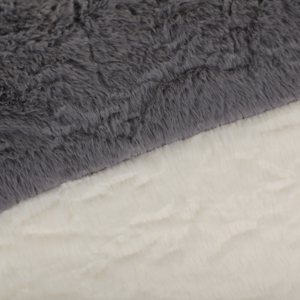 超大豆袋椅、填充海绵丝的多色人造毛皮沙发、客厅大沙发、无需组装、黑色+白色+灰色-8