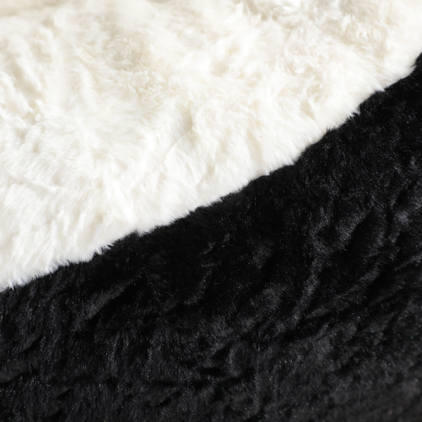 超大豆袋椅、填充海绵丝的多色人造毛皮沙发、客厅大沙发、无需组装、黑色+白色+橙色-9