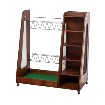 木质高尔夫设备收纳架，棕色