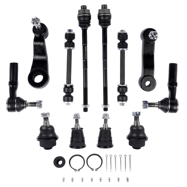 球头拉杆稳定杆套装 12Pcs Front Ball Joints Tie Rods Sway Bars Kit Fit for Chevy Silverado GMC Sierra 1500HD 2500 2500HD 3500 3500HD 2001-2010 K80631 K6654 K6535 ES3488 ES3609-1