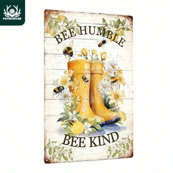 CIFbuy8x12 英寸 ( 20.3x30.5cm )复古风乡村风铝合金标牌FarmhouseBee（TikTok、temu下自提）-1