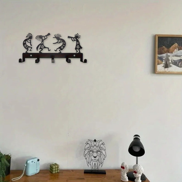 CIFbuy™ 哥特黑金属壁挂衣帽架 复古节日收纳装饰架（TikTok、temu下自提）-3