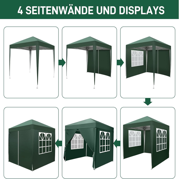 户外帐篷 折叠凉棚 2*2m 绿色-3