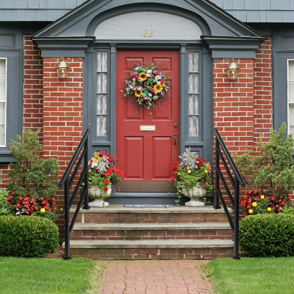 哑光黑色   1-4阶 可调节  直扶手 庭院楼梯扶手-11