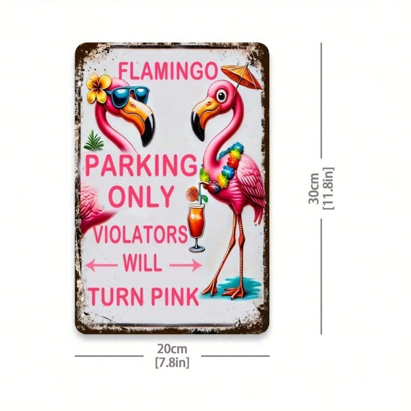 CIFbuy8x12 英寸 ( 20.3x30.5cm )怀旧风趣味铝合金标牌Flamingo（TikTok、temu下自提）-2