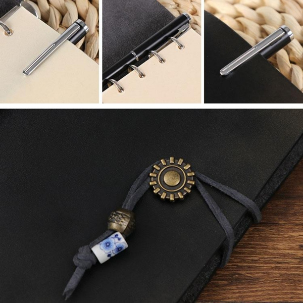 笔记本 A7小活页 黑色 复古 二层牛皮-14