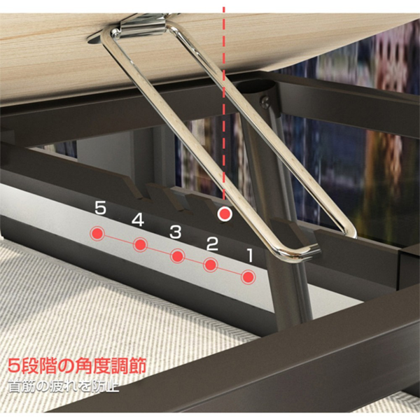 桌子 床上折叠桌 5档升降 浅胡桃色-8