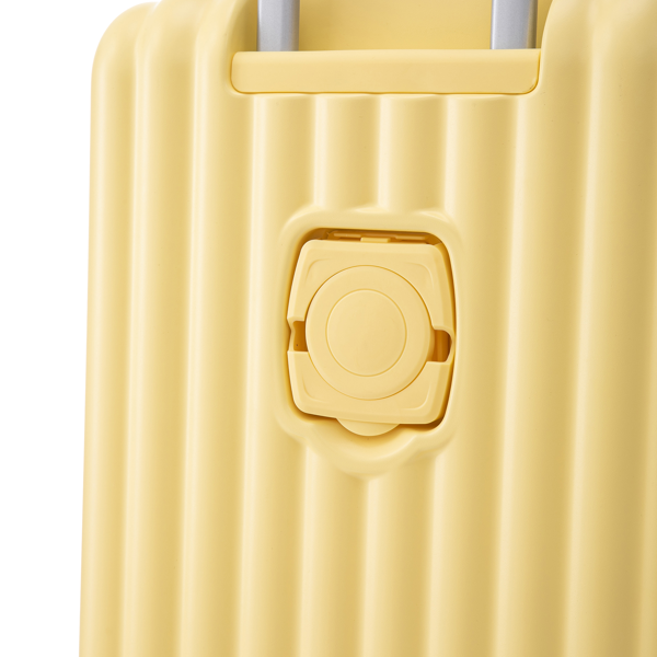 20英寸/24英寸/28英寸三件套ABS材质万向轮拉杆箱，登机箱，带杯架、USB接口和手机支架（黄色）-18