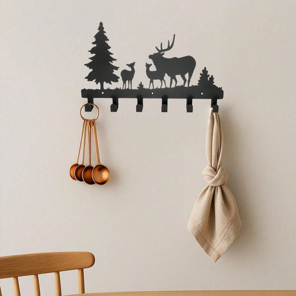CIFbuy™ 乡村木制动物衣帽架 树桩熊鹿挂钩浴室玄关装饰（TikTok、temu下自提）-4