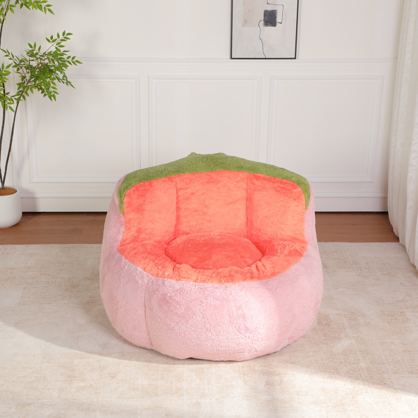 超大豆袋椅、填充海绵丝的多色人造毛皮沙发、客厅大沙发、无需组装、粉色+橙色+绿色-7