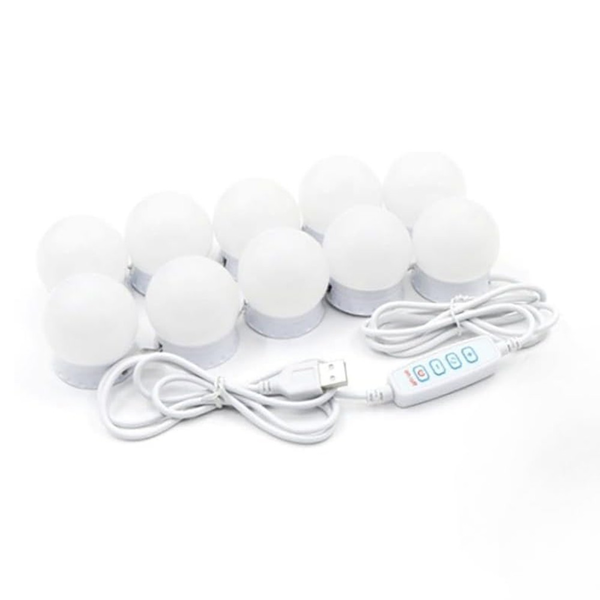 补光灯灯泡 USB三色光镜前灯泡 圆形 10灯3色调光【含吸盘和3M胶】-1