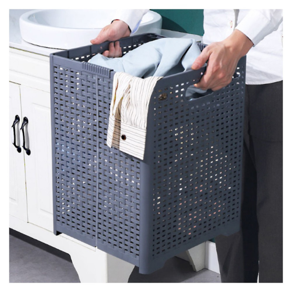 脏衣篮 手提塑料 灰色 可折叠 44*34*32cm-16