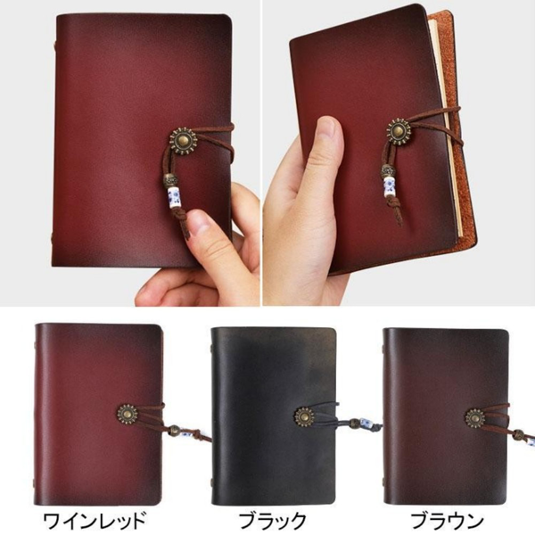 笔记本 A7小活页 黑色 复古 二层牛皮-9