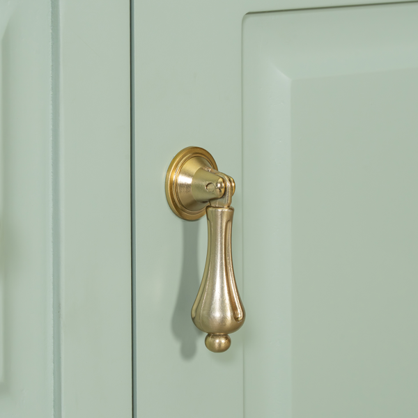 24英寸浴室柜，带水槽，绿色独立式浴室柜，带翻盖抽屉、可调节搁板、实心橡胶木框架、中密度纤维板和金属把手-17