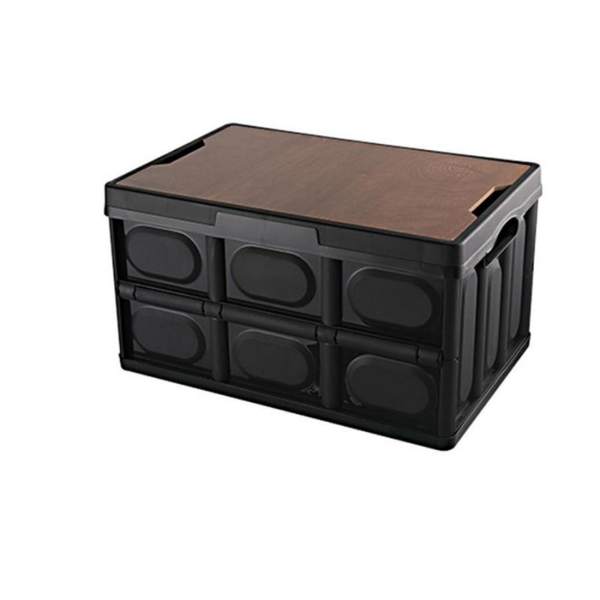 收纳箱 木盖款 大号55L 黑色 折叠-1