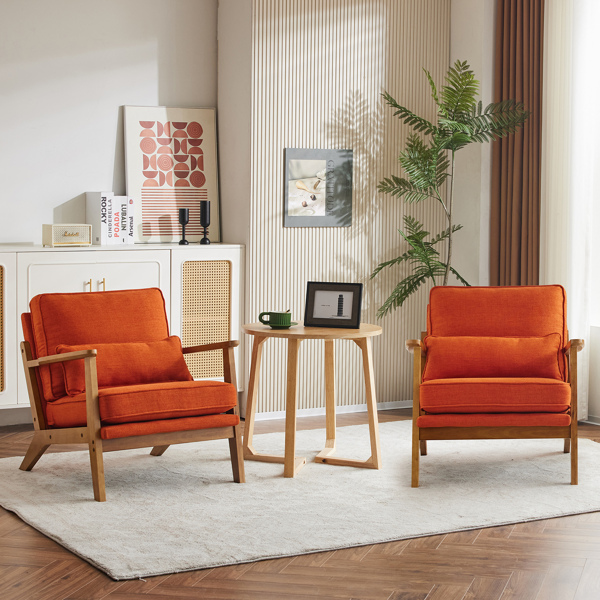 胡桃色扶手 单人休闲椅 橡木 软包 棉麻MY018-11 烧橙色 室内休闲椅-21