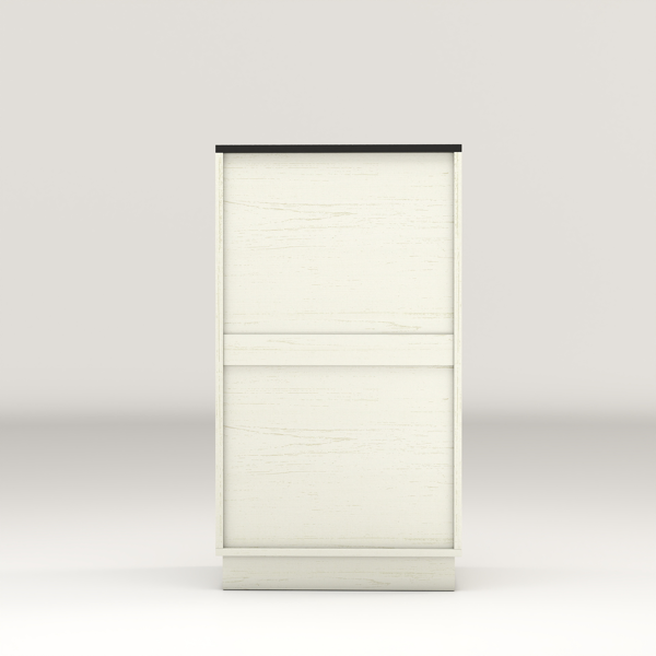 10加仑木纹倾斜式垃圾桶柜，带波浪纹理隐藏式抽屉拉出式垃圾桶，多功能厨房/浴室收纳柜，仿古白色饰面-2