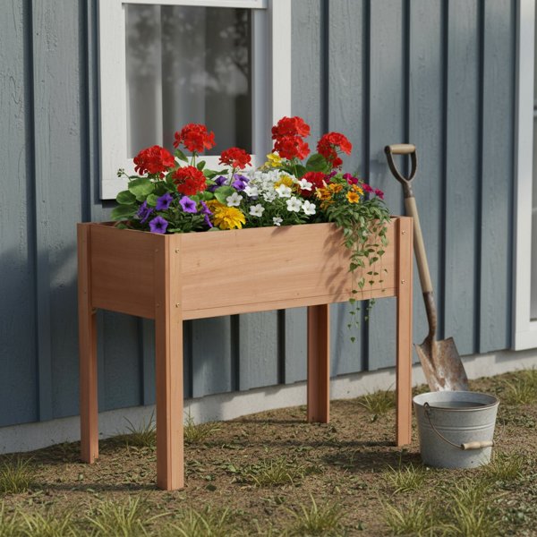 40x20x31英寸带支腿高架式花园种植箱，适用于户外种植花卉、水果、蔬菜和香草植物。-4