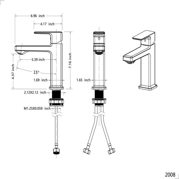 枪灰色单孔浴室水龙头，洗衣洗手盆水龙头，带两根9/16英寸软管【周末不发货，TK/TEMU订单仅支持自提】-2