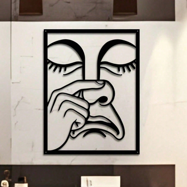 CIFbuy™ 铁艺搞怪抠鼻表情装饰画，趣味风墙面挂饰，潮流个性家居软装（在 TikTok、temu 下可自提）-4