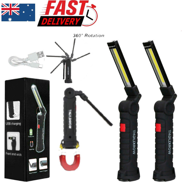 2套户外USB可充COB/LED工作灯检修灯灯带磁性可折叠携带方便工作灯手电筒-4