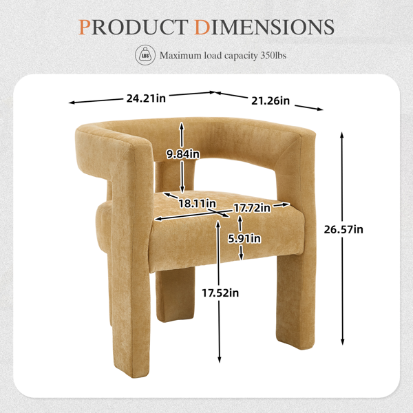 现代风格布艺软垫休闲椅/餐椅/桶形边椅/厨房扶手椅，适用于客厅，2件套-4