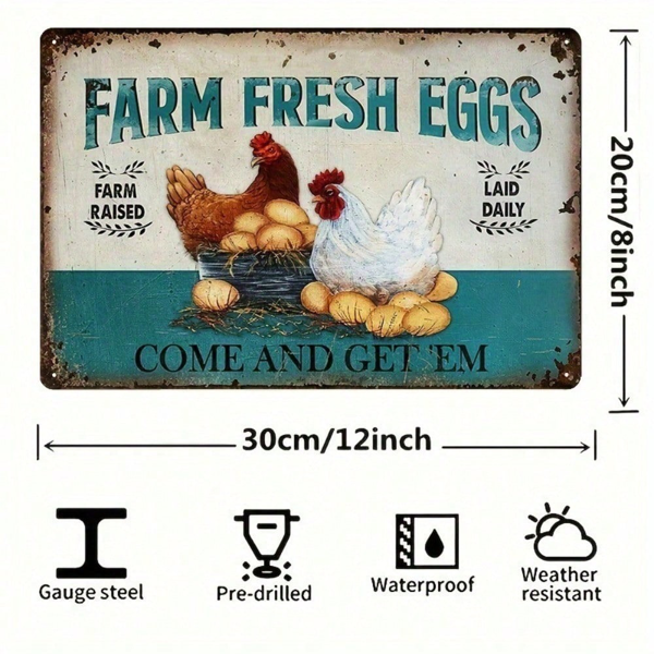 CIFbuy8x12 英寸 ( 20.3x30.5cm )复古风乡村风铝合金标牌FarmhouseChicken适用于家居（TikTok、temu下自提）-2
