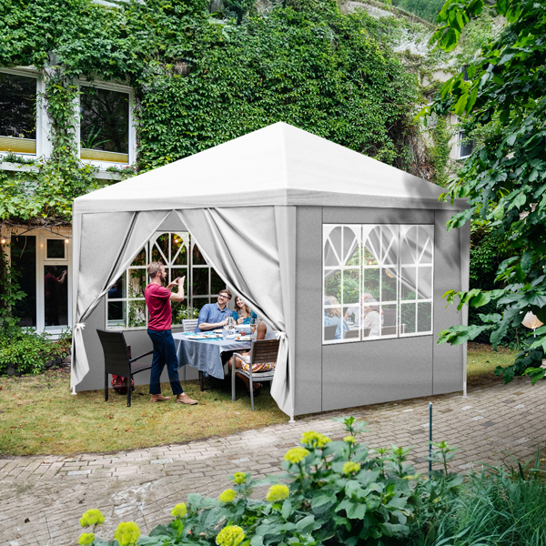 10*10ft  白色  4围 仿折叠棚 2门2窗  PE布 喷塑铁管-15