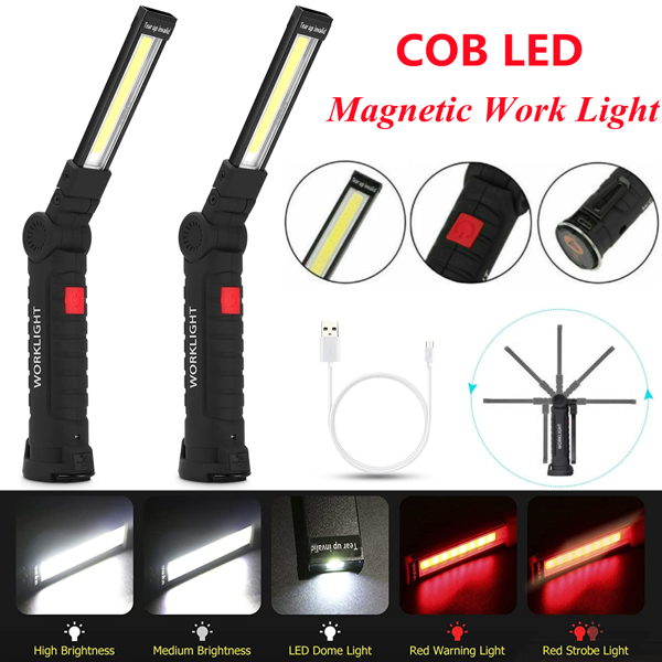 2套户外USB可充COB/LED工作灯检修灯灯带磁性可折叠携带方便工作灯手电筒-7