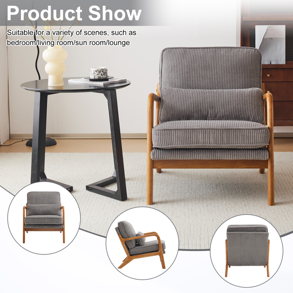 1pcs款 矮扶手椅 65*80*78cm 条绒 浅灰色 室内休闲椅-6