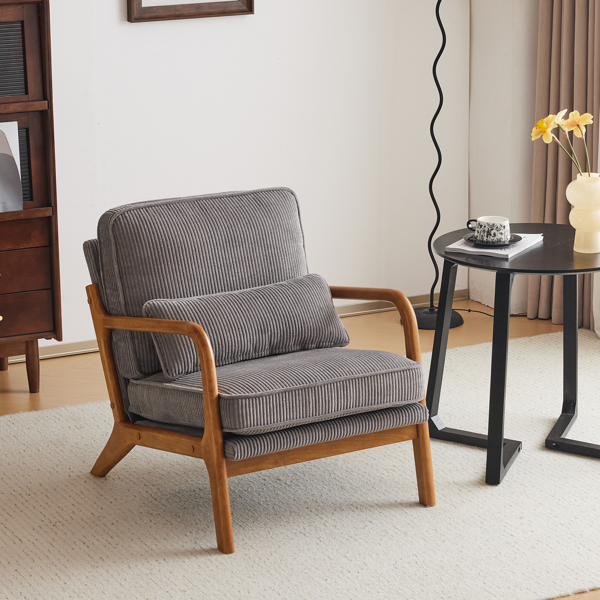 1pcs款 矮扶手椅 65*80*78cm 条绒 浅灰色 室内休闲椅-23