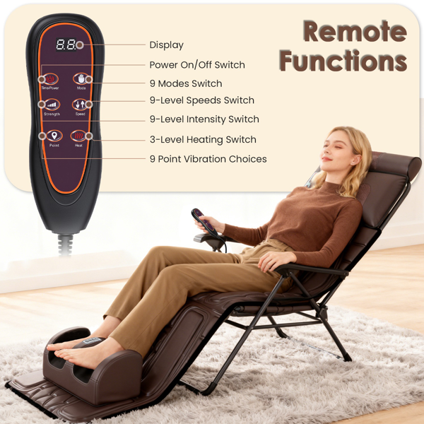 （自提可发加拿大，temu&tk下自提单）全身加热按摩垫，配备12个按摩头与9种振动模式，可拆卸指压式颈部及足部按摩器，缓解背部/腿部疼痛--棕色皮款-4
