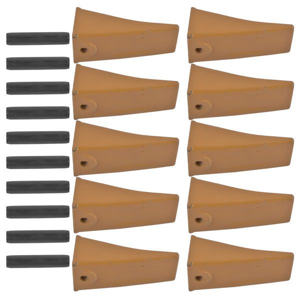 斗齿 10 Pack X156L Dirt Teeth Bucket Teeth Long w/ 10 Pack P156 Roll Pins Alloy Steel Fits for Skid Steer Mini Excavators Digging Buckets-5