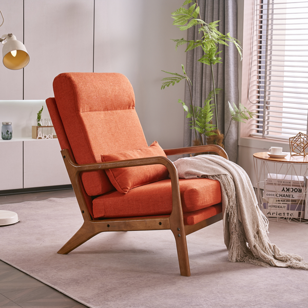 全拆 实木扶手 高背 靠背 铁架麻布 烧橙色 室内休闲椅-33